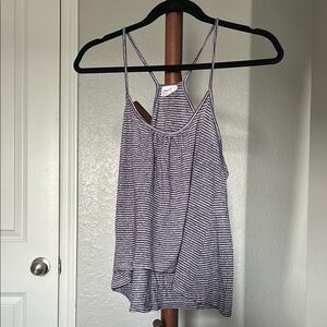 Women’s Essentials Full Tilt Striped Purple Oversized Tank Top Size Medium |A188